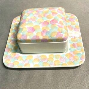 VINTAGE DESIGNED BY BALDELLI ITALY MODERN DESIGN COVERED BOX & SQUARE PLATE SET